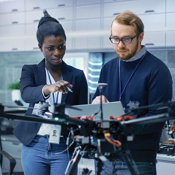 Two people working together on a project