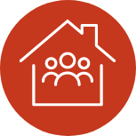 Icône représentant des personnes vivant ensemble dans une maison