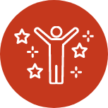 Icône représentant une personne qui se réjouit d'une réussite